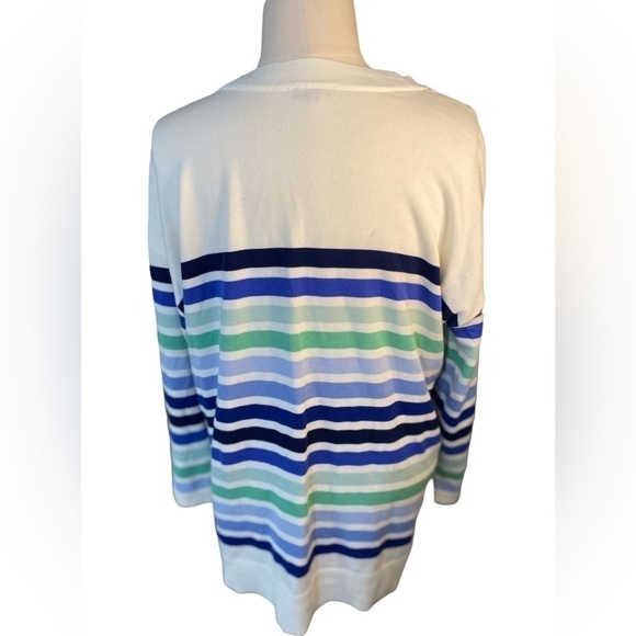 Talbots Cardigan Striped V-neck Cotton sweater - Picture 3 of 6